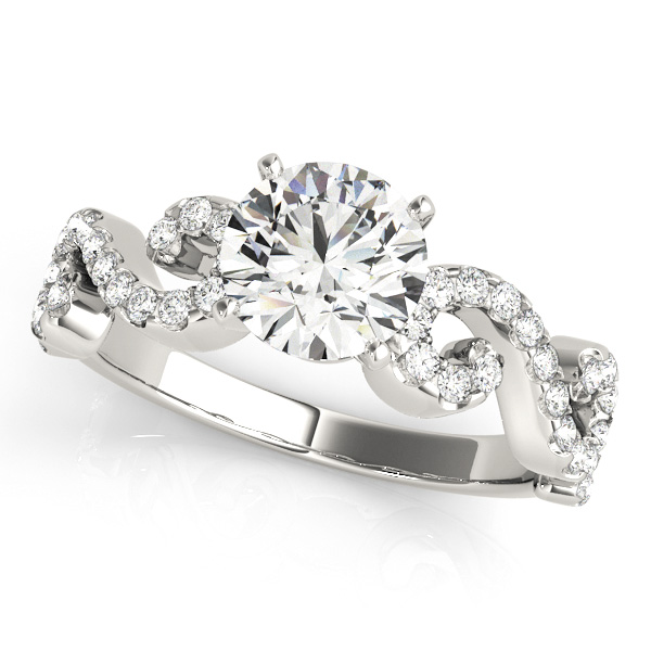 Unprecedented Twist Side Stone Round Diamond Engagement Ring