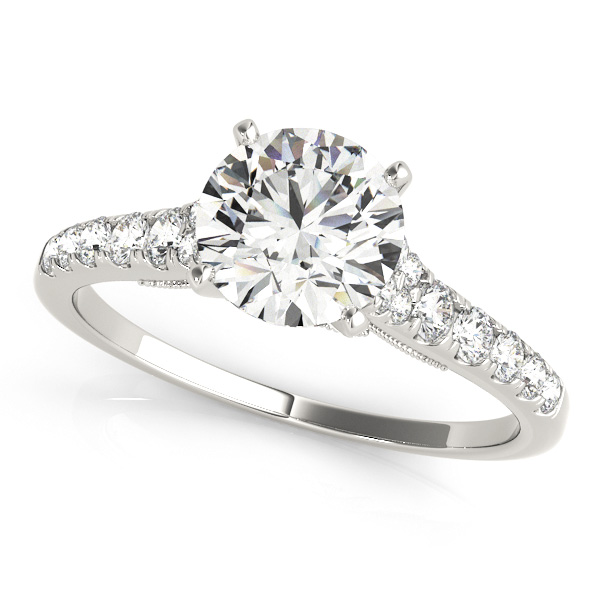 Side Stone Engagement Ring Bezel Accents & Vintage Filigree