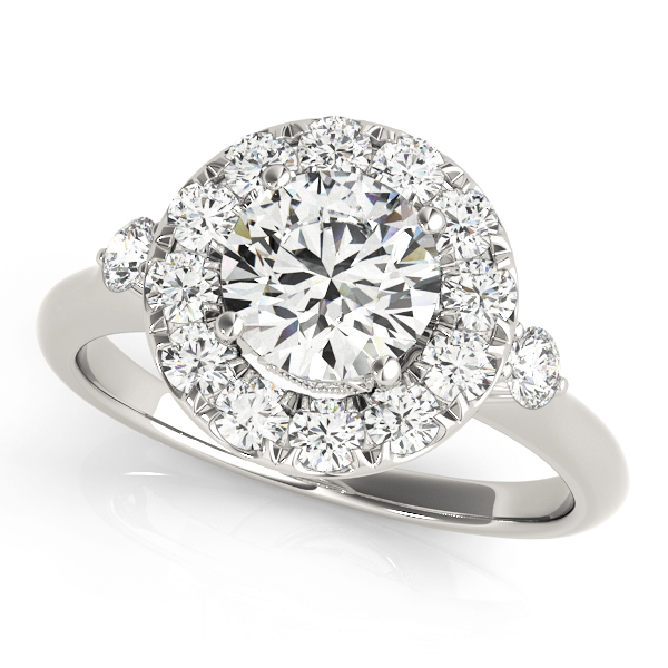 Newfangled Round Square Diamond Accent Halo Engagement Ring