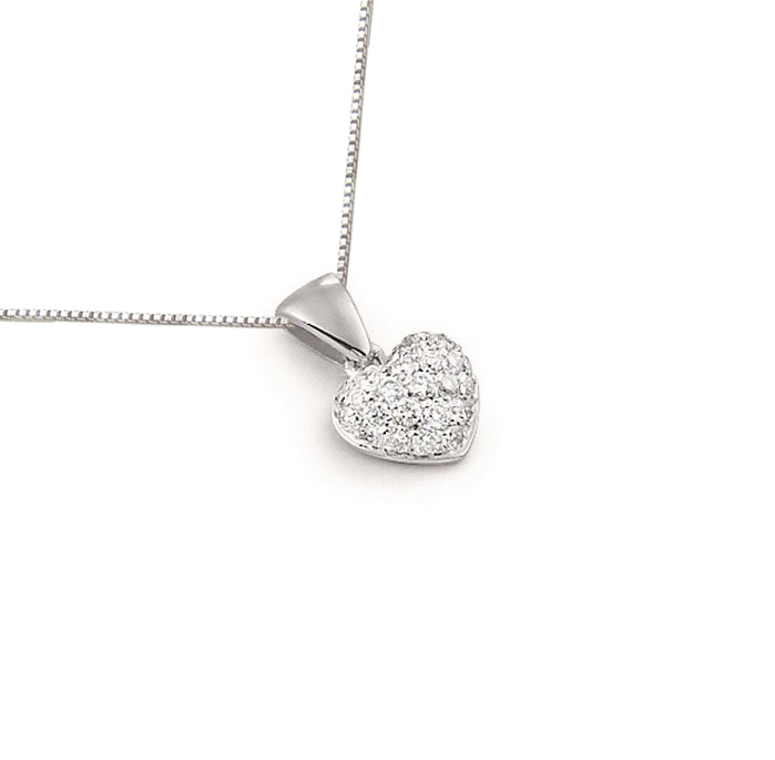Elegant Diamond Pave Heart Pendant Necklace from ITALY