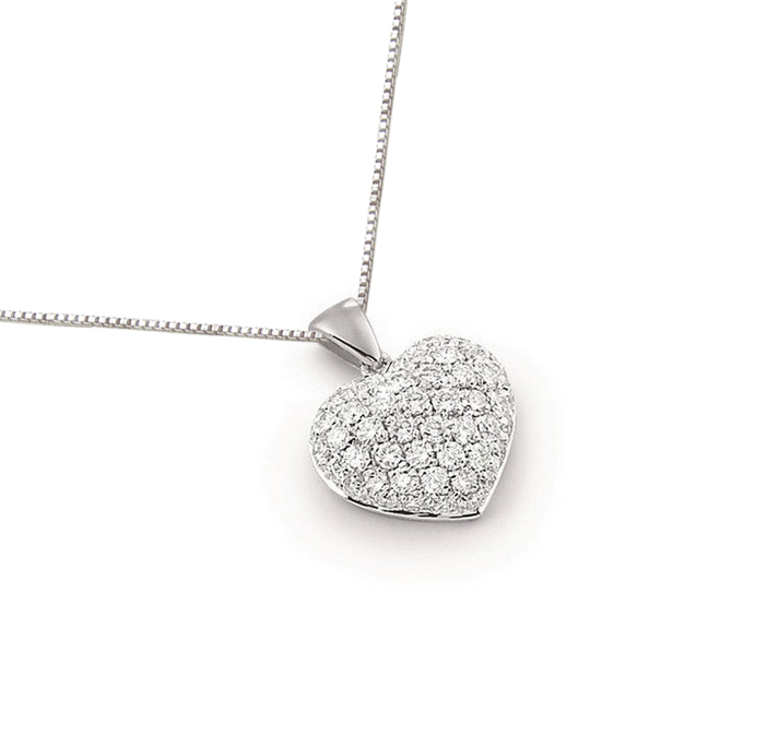 Luxury Diamond Pave Heart Pendant Necklace 0.35CT