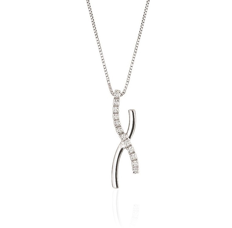Fancy Crossed Bars Infinity Diamond Pendant Necklace
