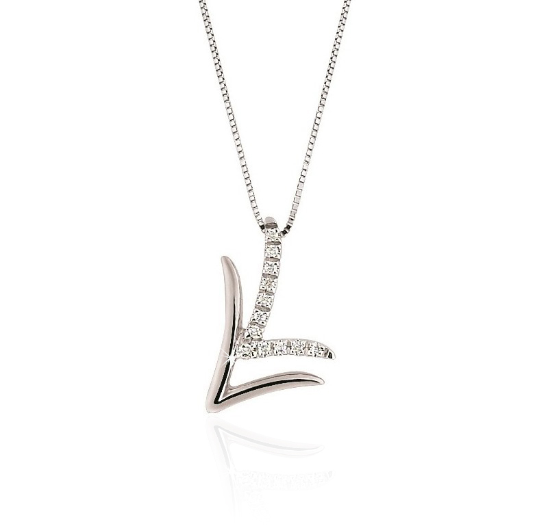 Fancy Double "V" Chevron Diamond Necklace From Italy