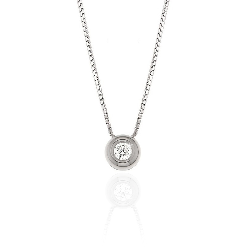 Classic Bezel-Set Round Diamond Solitaire Pendant Necklace