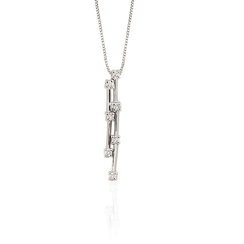 Fine Double Vertical Bar White Gold Necklace from Italy