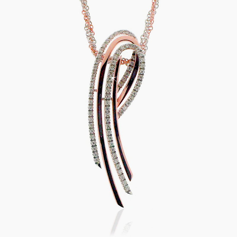 Extravagant Diamond Necklace 0.37CT Two Tone Rose Gold