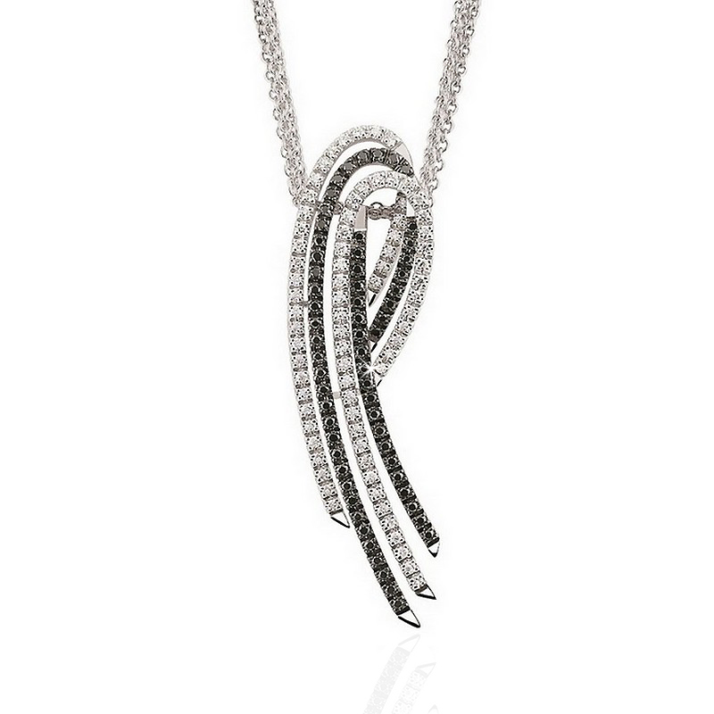 Extravagant Black & White Diamond Necklace 0.38CT White Gold