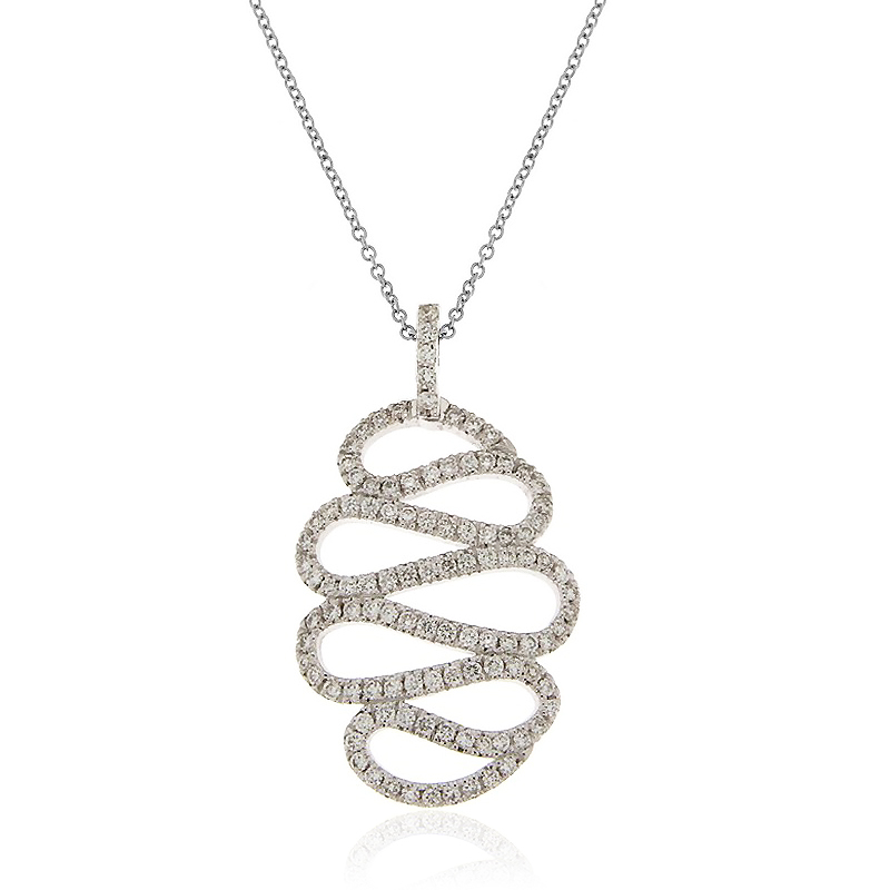 1 CARAT Diamond Unique Curved Pendant Necklace