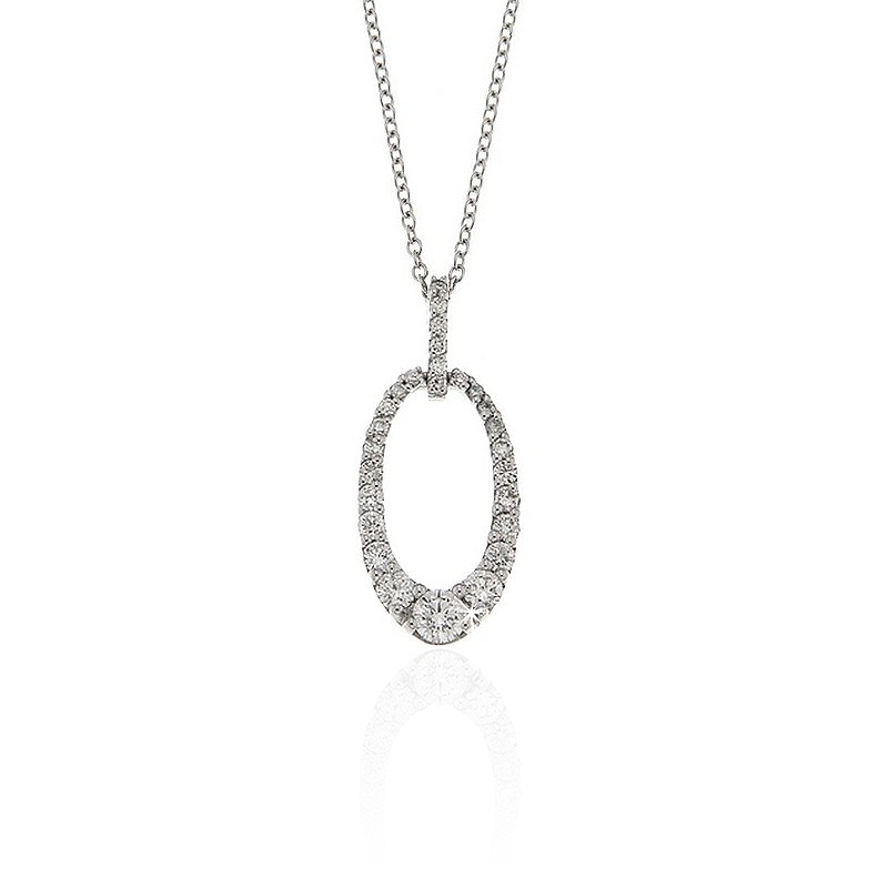 Fancy Oval Drop Diamond Pendant Necklace 0.82CT