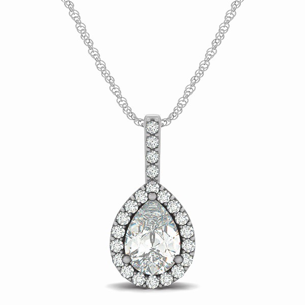 Exclusive Teardrop Pear Diamond Pendant Halo Necklace