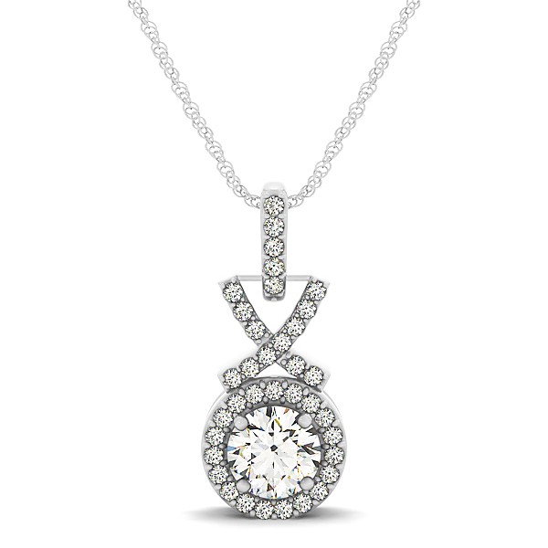 Modern XO Round Diamond Pendant Circle Necklace
