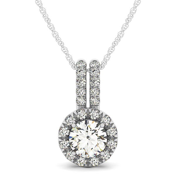 Luxury Halo Drop Necklace with Round Cut Diamond Gemstone