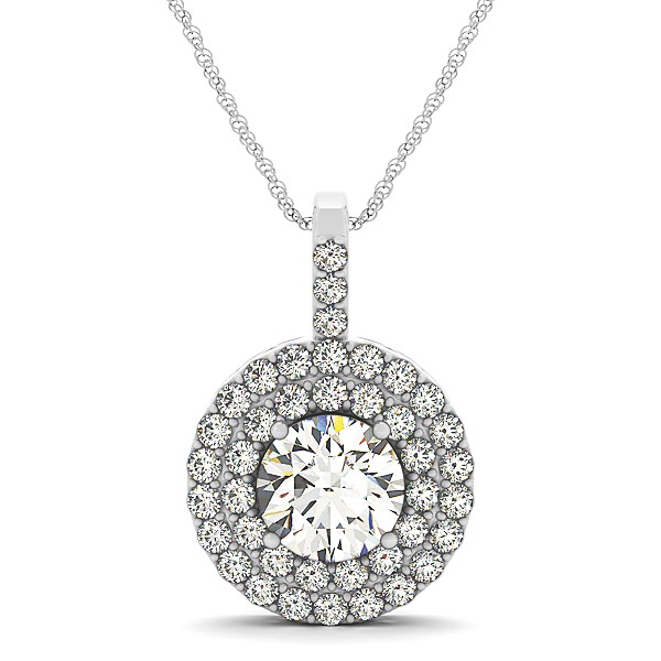 Designer Circle Double Halo Diamond Necklace