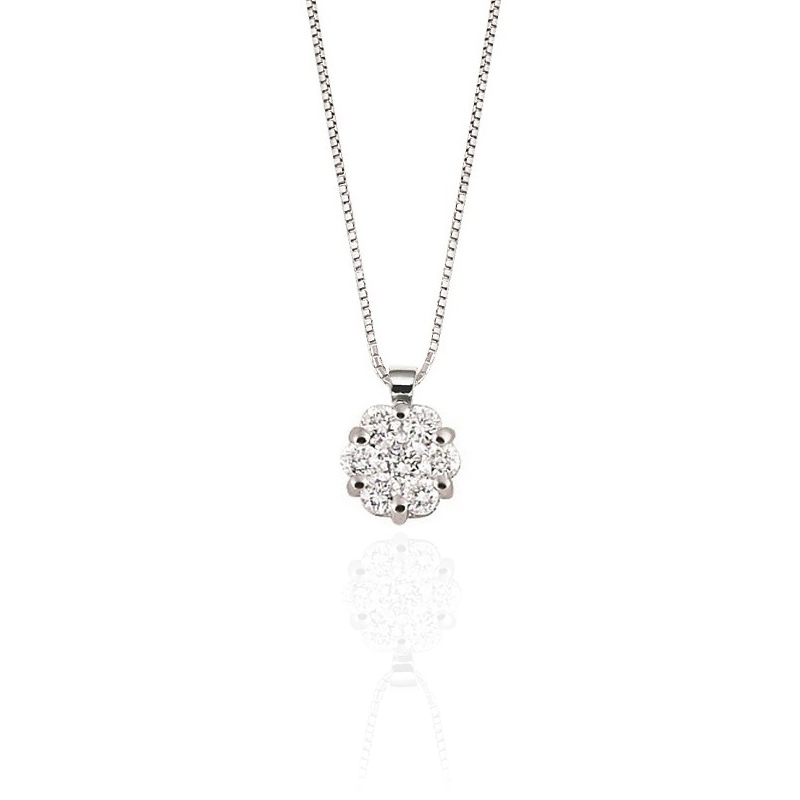 Stunning Classic Halo Diamond Pendant Necklace 1/4CT