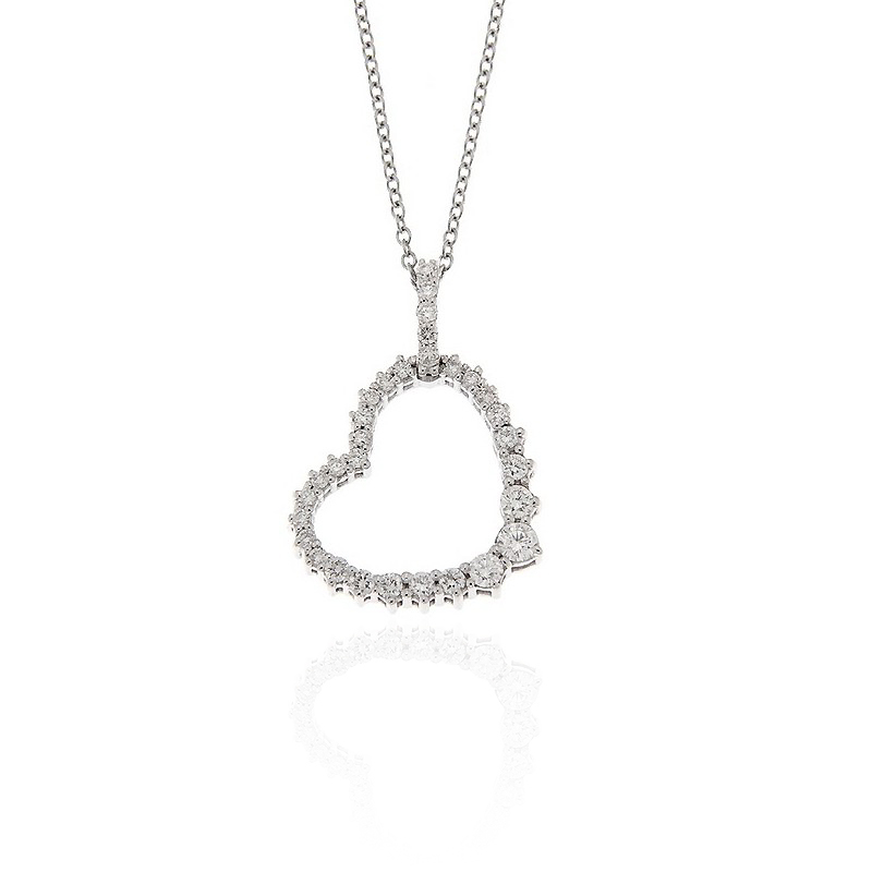 Luxury Open Heart Diamond Pave Pendant Necklace 1/2CT