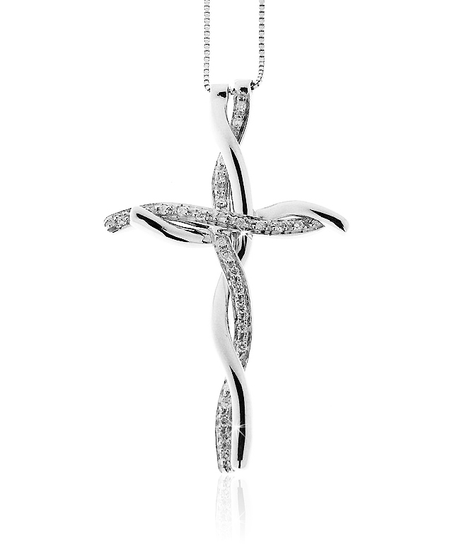 Double Cross Necklace with Diamond Infinity Twist