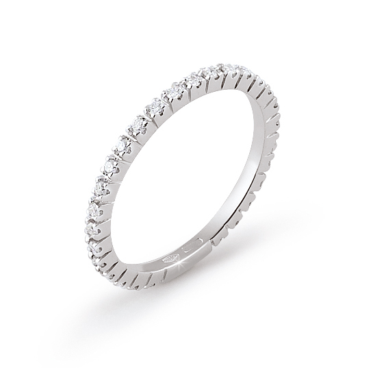 Italian Ring With Modern Eternity Design 0.28 Ct Diamond 18K White Gold