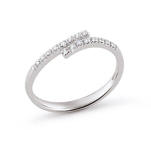 Italian Ring With Bypass Design 0.08 Ct Diamond 18K White Gold