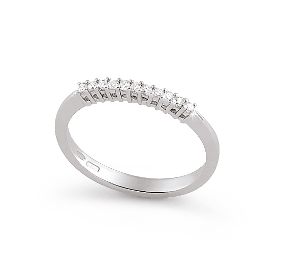 Stunning Italian Band Ring 0.15 Ct Diamond 18K White Gold