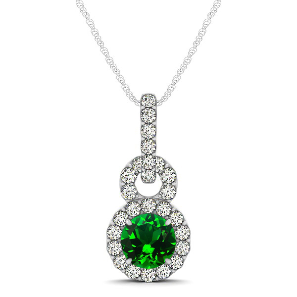 Stunning Infinity Halo Emerald Necklace