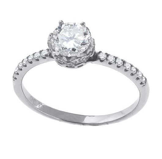 Classic Engagement Ring with 3.5 CT Cubic Zirconia In Sterling Silver