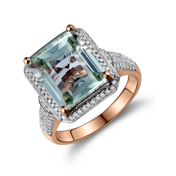 5.57 CT Emerald Cut 10x12mm Amethyst Diamond Ring in Rose Gold