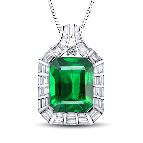 6.72 CT Extravagant Vintage Emerald & Brilliant Cut Diamond Necklace