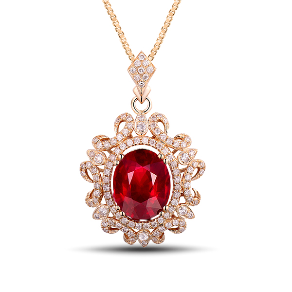 5.36 CARAT Vintage Royal Ruby Necklace with Designer Diamond Pave