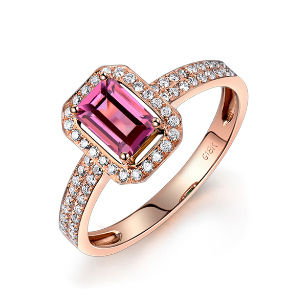 8.47 CT Fancy Emerald Cut Natural Tourmaline Engagement Diamond Ring