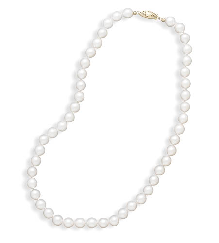 24" 7.5-8mm Grade A Cultured Akoya Pearl Necklace