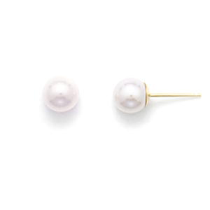 Grade AAA 4.5-5mm Cultured Akoya Pearl Earrings with 14K Yellow Gold Posts and Earring Backs