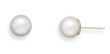 Grade AAA 7.5-8mm Cultured Akoya Pearl Earrings with 14K Yellow Gold Posts and Earring Backs