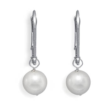 Grade AAA 6.5-7mm Cultured Akoya Pearl Drop Earrings with White Gold Lever Backs
