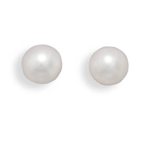 Grade AAA 6.5-7mm Cultured Akoya Pearl Earrings with White Gold Posts and Earring Backs