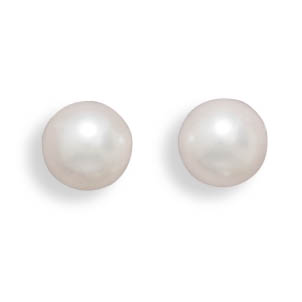 Grade AAA 7-7.5mm Cultured Akoya Pearl Earrings with White Gold Posts and Earring Backs