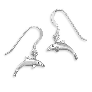 Small Dolphin Earrings on French Wire