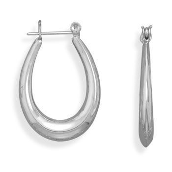 Polished Oval Hollow Hoop Earrings