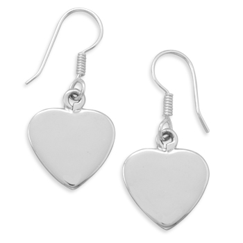 21mm Heart Engravable Earrings on French Wire