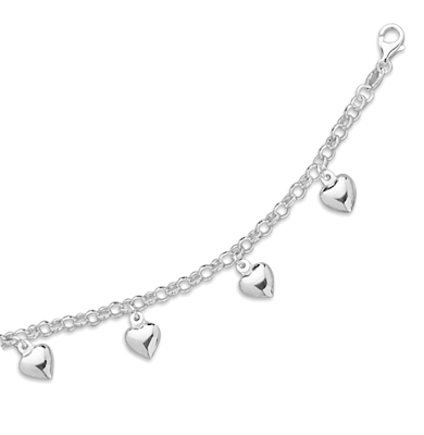 7.5" Rolo Chain with Heart Charms