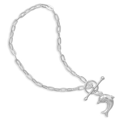 7" Chaval Toggle Bracelet with Puffed Dolphin