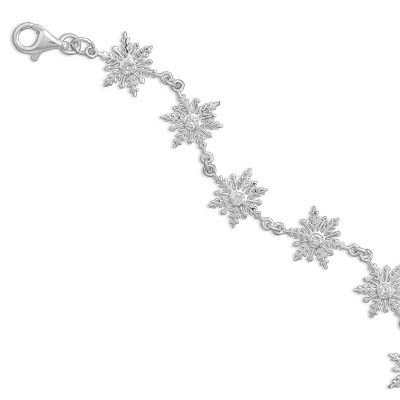 8" Polished CZ Snowflake Bracelet