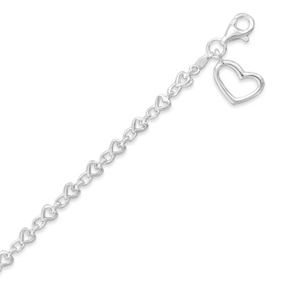 7.5" Small Heart Link Bracelet with Heart Charm