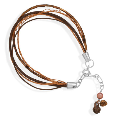 7" + 1" Extension Multistrand Bracelet with Copper Charms