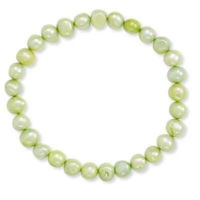 Lime Green Cultured Freshwater Pearl Stretch Bracelet