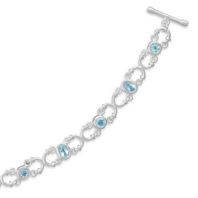 7.5" Blue Topaz Link Toggle Bracelet