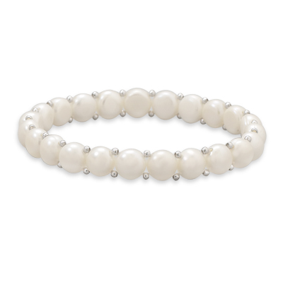 Cultured Freshwater Button Pearl Stretch Bracelet