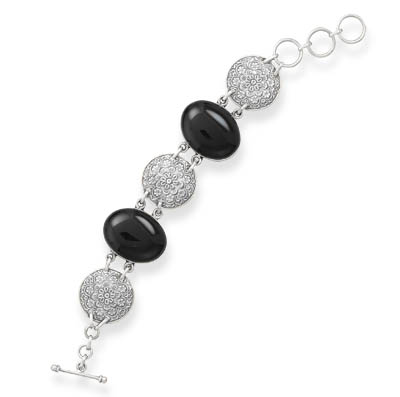 6.5" + 1" Extension Toggle Bracelet with Black Onyx
