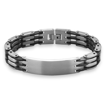 Stainless Steel and Rubber ID Bracelet