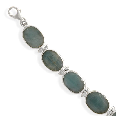 7"+1" Extension Rough-Cut Emerald Link Bracelet