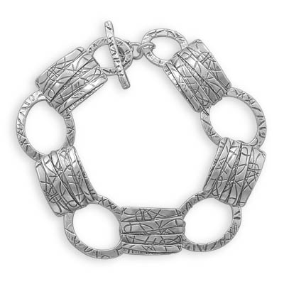 7" Oxidized Open Circle Toggle Bracelet